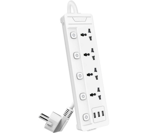 Сетевой  фильтр универсальный Deli ET411/ 4розетки + 3USB  , 2 м
