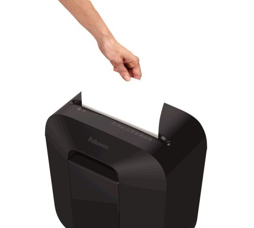 Шредер Fellowes PowerShred LX25 черный (секр.P-4)/перекрестный/6лист./11.5лтр./скрепки/скобы/пл.карты