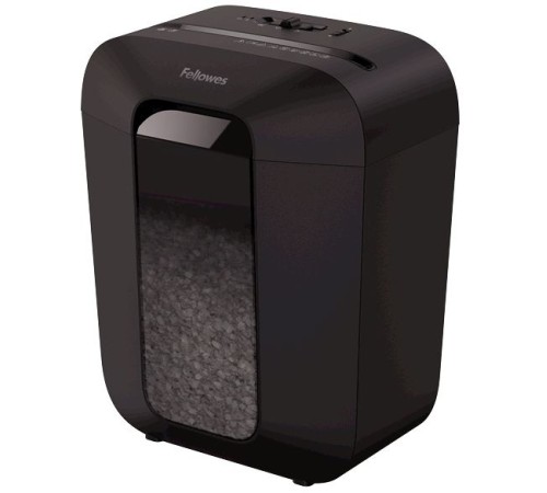 Шредер Fellowes PowerShred LX50 черный (секр.P-4)/перекрестный/9лист./17лтр./скрепки/скобы/пл.карты
