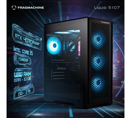 Компьютер FragMachine Liquid  5107 (i5-13400F, DDR5 32GB, SSD 2Tb, RTX 4070 Super, Win 10 Pro)