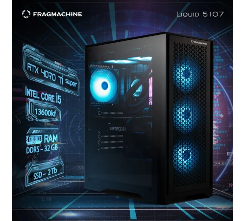 Компьютер FragMachine Liquid  5107 (i5-13600KF, DDR5 32GB, SSD 2Tb, RTX 4070Ti Super, Win 10 Pro)