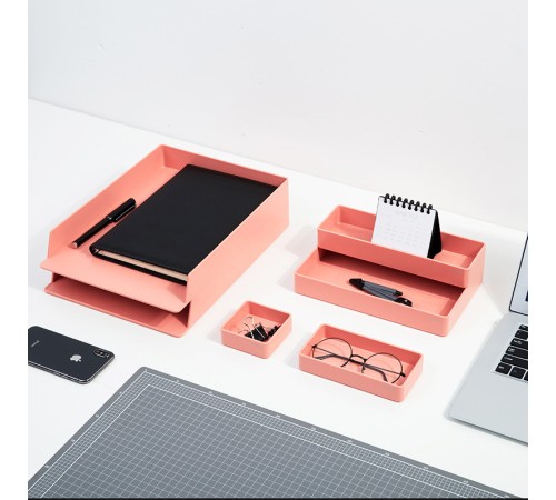 Органайзер настольный Deli ENS001pink Nusign розовый пластик
