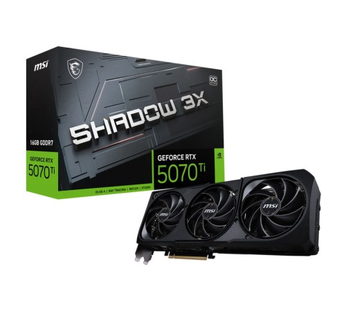Видеокарта MSI RTX5070Ti SHADOW 3X OC 16GB GDDR7 256bit 3xDP HDMI 3FAN RTL Видеокарта MSI RTX5070Ti SHADOW 3X OC 16GB GDDR7 256bit 3xDP HDMI 3FAN RTL