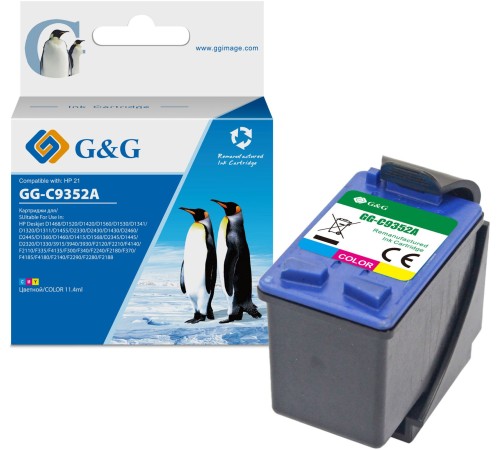 Картридж струйный G&G GG-C9352A многоцветный (11мл) для HP DJ 3920/3940/D1360/D1460/D1470/D1560/D2330/D2360/D2430/D2460/F370/F375/F380/F2180/F2187/F2224/F2280/F2290/F4140/F4172/F4180/F4190