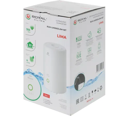 Увлажнитель воздуха Royal Clima RUH-TB300/4.0M-WT 25Вт (ультразвуковой) белый/серый Увлажнитель воздуха Royal Clima RUH-TB300/4.0M-WT 25Вт (ультразвуковой) белый/серый