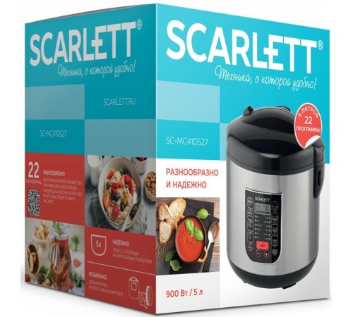 Мультиварка Scarlett SC-MC410S27 серебристый/черный Мультиварка Scarlett SC-MC410S27 серебристый/черный
