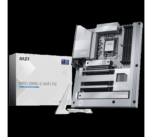 Материнская плата MSI PRO Z890-S WIFI PZ Z890, LGA1851, 4*DDR5, 4*PCIEx16, 3*M.2, 2*TypeC, 6*USB3.2Gen1, 4*USB2.0, 4*SATA3.0, 2.5G, Type-C(DP), DP, HDMI, ATX, RTL