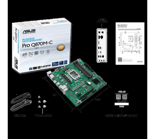 Материнская плата ASUS PRO Q870M-C-CSM LGA1851 mATX 4хDDR5 2хPCIEx16 PCIEx1 2xM.2 USB-C DP HDMI GLAN