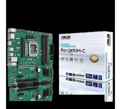 Материнская плата ASUS PRO Q870M-C-CSM LGA1851 mATX 4хDDR5 2хPCIEx16 PCIEx1 2xM.2 USB-C DP HDMI GLAN