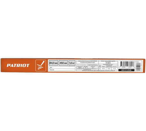 Электроды Patriot МР-3С D4мм L450мм 1050гр (605012010) Электроды Patriot МР-3С D4мм L450мм 1050гр (605012010)