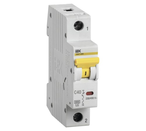 Выключатель автоматический IEK MVA31-1-040-C 40A тип C 6kA 1П 230В 1мод белый (упак.:1шт)
