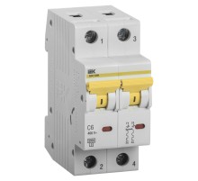 Выключатель автоматический IEK MVA31-2-006-C 6A тип C 6kA 2П 400В 2мод белый (упак.:1шт)