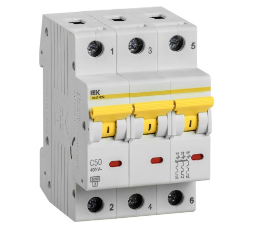 Выключатель автоматический IEK MVA31-3-050-C 50A тип C 6kA 3П 400В 3мод белый (упак.:1шт)