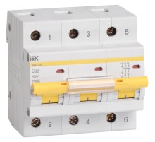 Выключатель автоматический IEK MVA40-3-063-C 63A тип C 10kA 3П 400В 3мод белый (упак.:1шт)
