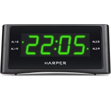 Радиобудильник Harper HCLK-1006 черный LED подсв:зеленая часы:цифровые AM/FM