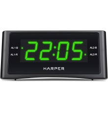 Радиобудильник Harper HCLK-1006 черный LED подсв:зеленая часы:цифровые AM/FM