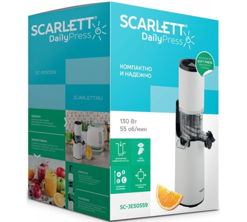 Соковыжималка шнековая Scarlett SC-JE50S59 белый Соковыжималка шнековая Scarlett SC-JE50S59 белый
