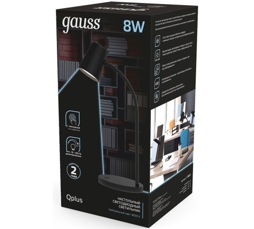 Светильник Gauss GT6032 настольный на подставке черный 8Вт Светильник Gauss GT6032 настольный на подставке черный 8Вт