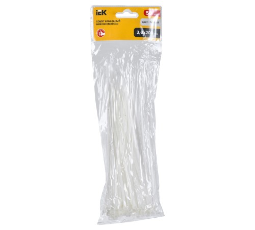 Хомут IEK UHH20-D036-200-050 200x3.6мм (упак:50шт) нейлон белый