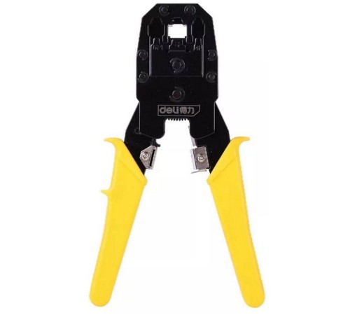 OEM Обжимные клещи Deli DL2468 8P(RJ-45), 6P(RJ-14 и RJ-12), 4P(RJ-9)  200мм, в комплекте инструмент для снятия изоляции и набор коннектеров oem