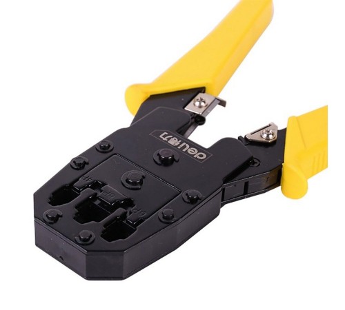 OEM Обжимные клещи Deli DL2468 8P(RJ-45), 6P(RJ-14 и RJ-12), 4P(RJ-9)  200мм, в комплекте инструмент для снятия изоляции и набор коннектеров oem
