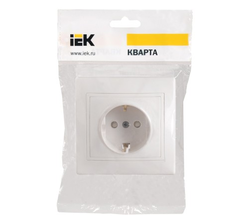 Розетка силовая IEK Кварта (ERK11-K01-16-DM) скрыт. зазем. штор. IP20 белый (упак.:1шт)