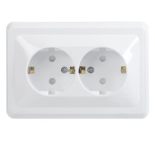 Розетка силовая (2розет.) IEK ВЕГА (ERV24-K01-16-DM) скрыт. зазем. штор. IP20 белый (упак.:1шт)