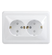 Розетка силовая (2розет.) IEK ВЕГА (ERV24-K01-16-DM) скрыт. зазем. штор. IP20 белый (упак.:1шт)