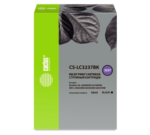 Картридж струйный Cactus CS-LC3237BK черный (65мл) для Brother HL-J6000DW/J6100DW