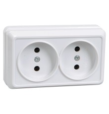 Розетка силовая (2розет.) IEK ОКТАВА (ERO20-K01-10-DC) откр. IP20 белый (упак.:1шт)