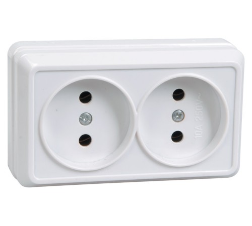 Розетка силовая (2розет.) IEK ОКТАВА (ERO20-K01-10-DC) откр. IP20 белый (упак.:1шт)