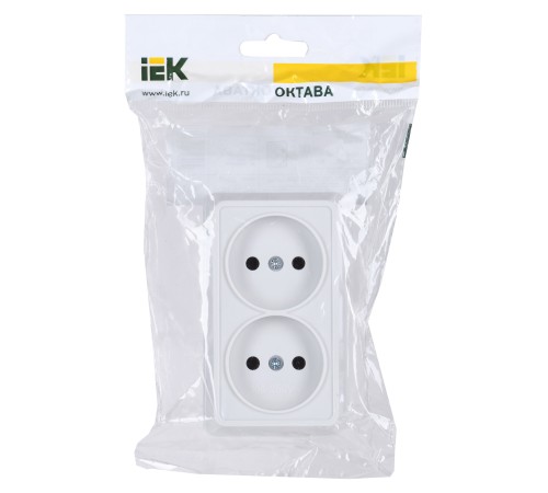 Розетка силовая (2розет.) IEK ОКТАВА (ERO20-K01-10-DC) откр. IP20 белый (упак.:1шт)