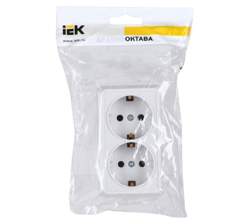 Розетка силовая (2розет.) IEK ОКТАВА (ERO21-K01-16-DC) откр. зазем. IP20 белый (упак.:1шт)