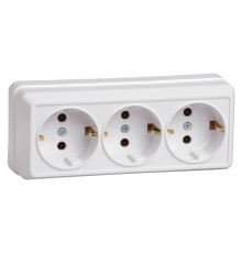Розетка силовая (3розет.) IEK ОКТАВА (ERO31-K01-16-DC) откр. IP20 белый (упак.:1шт)