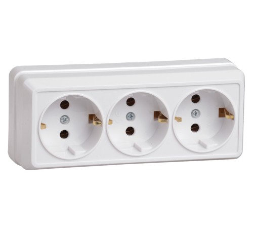 Розетка силовая (3розет.) IEK ОКТАВА (ERO31-K01-16-DC) откр. IP20 белый (упак.:1шт)