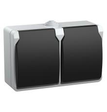 Розетка силовая (2розет.) IEK Форс (ERS22-K03-16-54-DC) откр. зазем. крыш. IP54 белый/черный (упак.:1шт)
