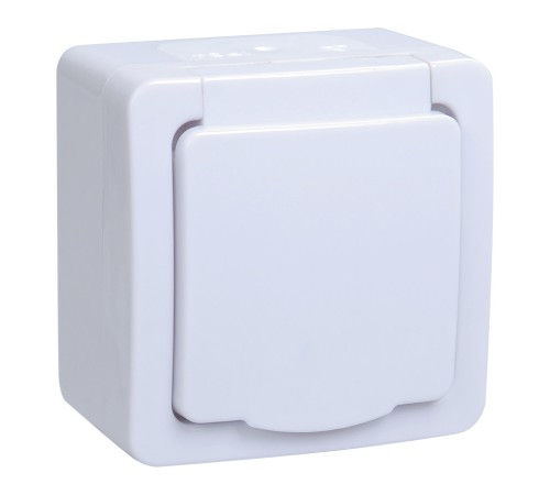 Розетка силовая IEK Гермес PLUS (ERMP12-K01-16-54-EC) откр. зазем. крыш. IP54 белый (упак.:1шт)