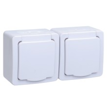 Розетка силовая (2розет.) IEK Гермес PLUS (ERMP22-K01-16-54-EC) откр. зазем. крыш. IP54 белый (упак.:1шт)