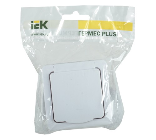 Розетка силовая (2розет.) IEK Гермес PLUS (ERMP22-K01-16-54-EC) откр. зазем. крыш. IP54 белый (упак.:1шт)