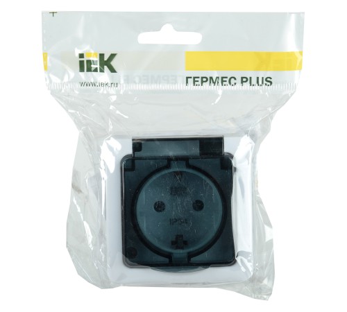 Розетка силовая (2розет.) IEK Гермес PLUS (ERMP22-K03-16-54-EC) откр. зазем. крыш. IP54 белый/серый (упак.:1шт)