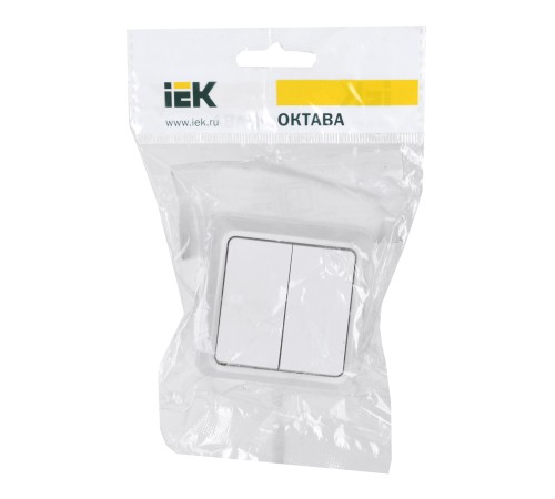 Выключатель IEK Октава откр. 2кл. IP20 белый (упак.:1шт) (EVO20-K01-10-DC)