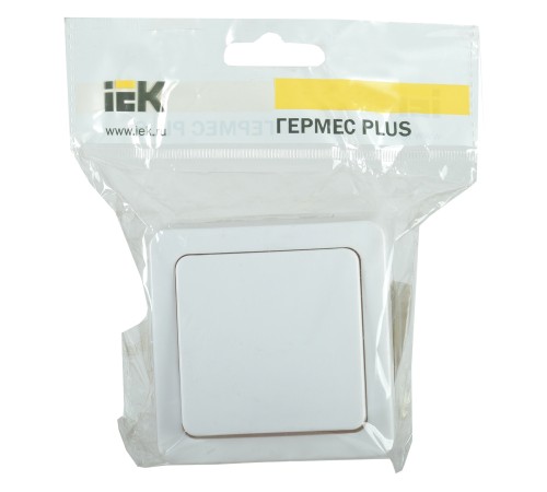 Выключатель IEK Гермес Plus откр. 1кл. с подсветкой IP54 белый (упак.:1шт) (EVMP10-K01-10-54-EC)