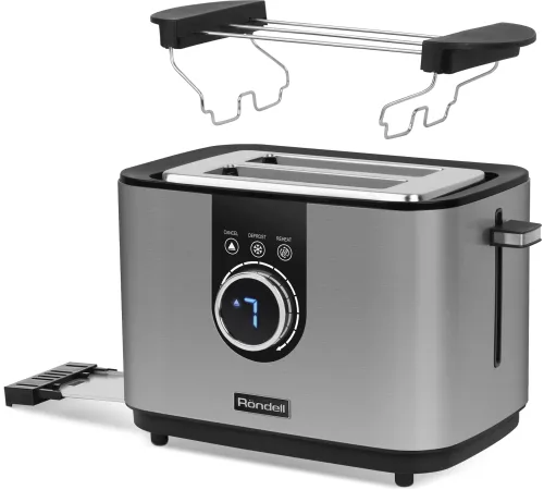 Тостер Rondell RDE-1202, серебро/черный Тостер Rondell RDE-1202, серебро/черный