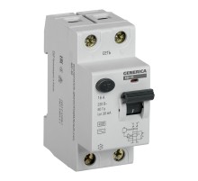 Выключатель дифф.тока УЗО IEK ВД1-63 Generica MDV15-2-016-030 16A 4.5kA 30мА AC 2П 230В 2мод серый (упак.:1шт)