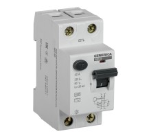 Выключатель дифф.тока УЗО IEK ВД1-63 Generica MDV15-2-040-030 40A 4.5kA 30мА AC 2П 230В 2мод серый (упак.:1шт)