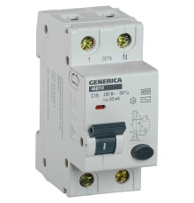 Выключатель автом. дифф. тока IEK АВДТ 32 Generica MAD25-5-016-C-30 16A тип C 6kA 30мА AC 2П 230В 2мод серый (упак.:1шт)