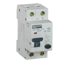 Выключатель автом. дифф. тока IEK АВДТ 32 Generica MAD25-5-032-C-30 32A тип C 6kA 30мА AC 2П 230В 2мод серый (упак.:1шт)