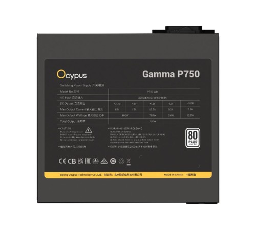 Блок питания 750W Ocypus Gamma P750 BK (ATX, 80+, APFC, 20+4 pin, 120mm fan, PCI-E 6+2Px4, 6xSATA) (Gamma-P750-W1HDBK024X-EU) Блок питания 750W Ocypus Gamma P750 BK (ATX, 80+, APFC, 20+4 pin, 120mm fan, PCI-E 6+2Px4, 6xSATA) (Gamma-P750-W1HDBK024X-EU)