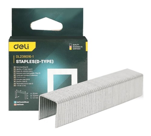 Набор скоб для степлера 1000 шт (Тип D) Deli DL238016-1 (12 х 11,3 х 1,2мм)