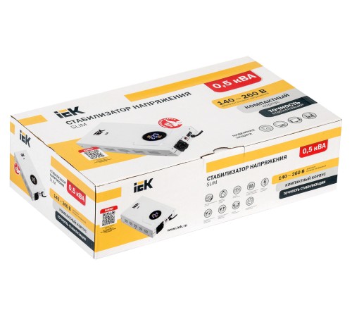 Стабилизатор напряжения IEK Slim 0.5кВА однофазный белый (IVS22-1-D05-09) Стабилизатор напряжения IEK Slim 0.5кВА однофазный белый (IVS22-1-D05-09)